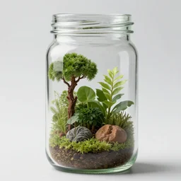 an ecosystem in a glass jar
