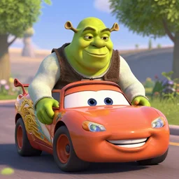 shrek in the movie cars
