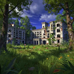 a beautiful ultradetailed render of pharmacy abandoned city nature by thomas cole, wilderness nightvision thermal vision meadow, archdaily, wallpaper, highly detailed, trending on artstation.