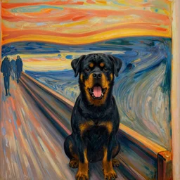rottweiler as the scream by edvard munch