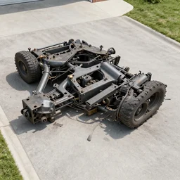unknown broken machinery covering on driveway