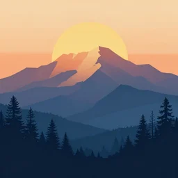 sunrise mountain water vector illustration concept art digital art by james gilleard trending on artstation