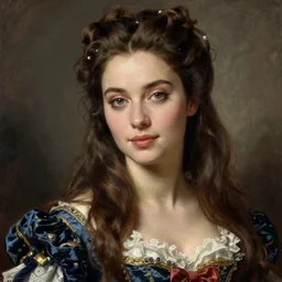 woman with long long hair, ultra detailed, beautiful eyes, by greg hildebrandt fancy rococo baroque oil painting high quality clothed in fancy garb in pin up style