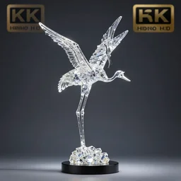 Crane crystal sculpture, award-winning photo, 4k, hdr, octane render, unreal engine!!