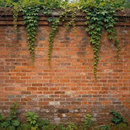 a beautiful painting of an ancient brick wall covered in vines, landscape, 8 k, photorealism