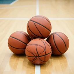 3 d basketball sitting on a basketball court