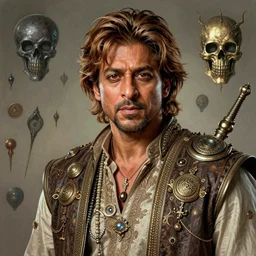 shahrukh khan, fantasy character portrait, ultra realistic, wide angle, intricate details, the fifth element artifacts, highly detailed by peter mohrbacher, hajime sorayama, wayne barlowe, boris vallejo, paolo eleuteri serpier