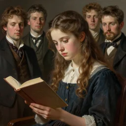 a portrait of a girl reading a book, highly detailed, by gaston bussiere, bayard wu, greg rutkowski, odd nerdrum, maxim verehin, realism, dan dos santos, masterpiece, sharp focus, cinematic lightning