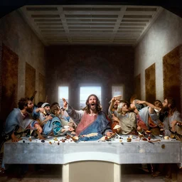 jesus having a food fight and screaming in the last supper