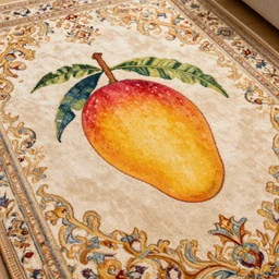 closeup photo rug with an intricate mango fruit design, a flemish baroque, trending on pinterest, ornate, intricate