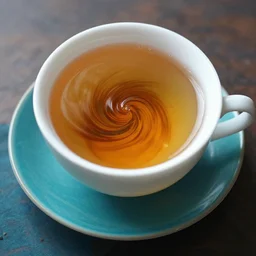 A cup of tea with a whirlpool in it leading to the bottom of the ocean
