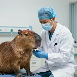 capybara physician working at a hospital