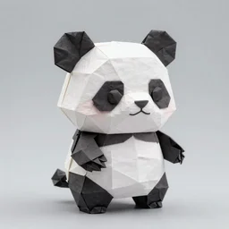 realistic full body seen of one big cute chibi panda made of origami, intricate details, origami studio 3 design, toon boom render
