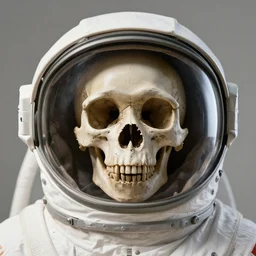 a monkey skull inside an astronaut helmet