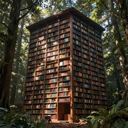 giant library in a forest
