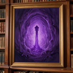 a league of legends art of a purple nether portal on a wall in a library, wooden interior, art by cushart krentz and makoto shinkai, elegant, sharp focus, morandi color scheme, fantasy style, illustration, high quality, digital art, hyperrealism, octane render, commission art, 4 k resolution