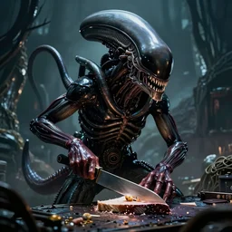 Donald trump sliced in half by xenomorph alien. Big budget sci-fi film. Horror film. Scary.