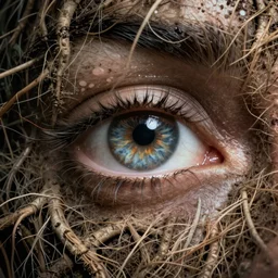 photo of an eye wrapped in roots underground. Fantasy magic style. Highly detailed 8k. Intricate. Nikon d850 55mm. Award winning photography.