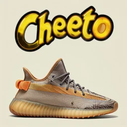 promotional photography of the new Cheeto Yeezys