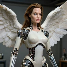 animatronic Angelina Jolie, exposed mechanics, photo, Stan Winston studios, detailed, 4k