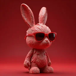 rabbit groot as marble statue, red sunglasses, in red background, soft red texture, red realistic 3 d render, soft red lights, 4 k, high detailed photography red, 5 0 mm lens, rich red colors, smooth gradients, depth of field, cinematic, hyper realism, high detail, octane render, unreal engine, 8 k, very red colors