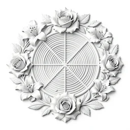 beautiful decorative classical ornamental shield emblem, fibonacci rhythms, roses, lilies, rose petals, acanthus, highly detailed etching, gemini, bilaterally symmetrical, small medium and large elements, rendered in octane, 3 d render