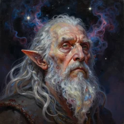 beautiful oil painting with high detail of a wise Space ent((gap jaw)) made of stars and plasma, hybrid from dungeons and dragons and art direction by James Cameron ;by artgerm; wayne reynolds art station; cinematic quality character render; low angle; ultra high quality model; production quality cinema model; rotting