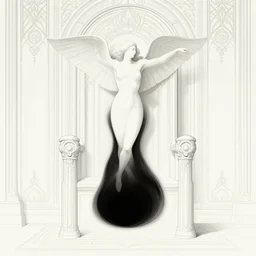 terrible abstract seraph emerging from black hole in art deco byzantine throne room, photorealistic concept art by alphonse mucha and greg rutkowski and anato finnstark and rembrandt