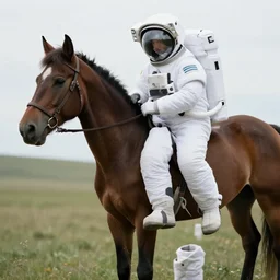 a horse was able to sit on the back of a human, an astronaut