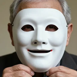 close - up portrait of a wrinkled old man wearing a pulcinella mask holding up a pizza!! to behold, clear eyes looking into camera, baggy clothing and hat, masterpiece photo by paola agosti