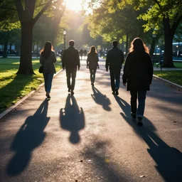shadow people walking in the park ultra realistic, lens flare, atmosphere, glow, detailed, intricate, full of colour, cinematic lighting, trending on artstation, 4 k, hyperrealistic, focused, extreme details, unreal engine 5, cinematic, masterpiece, ultra realistic, hyper realistic, highly detailed, sharp focus, digital art