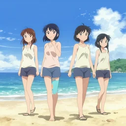 anime girls at the beach