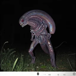 footage of a wildcamera showing a demogorgon by night