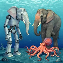 🤖 🐋🐘🐙🐳, photography by bussiere rutkowski andreas roch ( by george morikawa ) ( by kentaro miura )