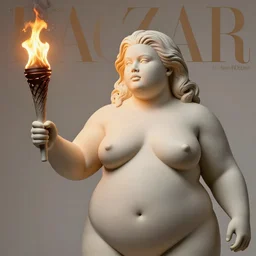 sculpture made of fire, portrait, plus size model, overweight, chubby, big beautiful woman future, torch, flame, harper's bazaar, vogue, fashion magazine, intricate, concept art, close up, ornate, luxury, elite, elegant, trending on artstation, by ruan jia, by Kenneth Willardt, by ross tran, by WLOP, by Andrei Riabovitchev