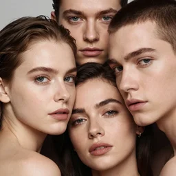 a detailed up close and personal photo of the most beautiful people in the most artistic poses having the most emotive expressions with the most perfectly flawless skin in extreme real detail, 8k