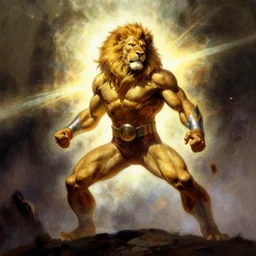 epic wide angle view of Lion-O with light by frank Frazetta