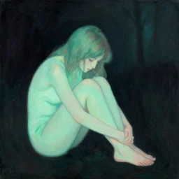 illustration of loneliness, mint by Tibor Nagy, by Mab Graves evocative, dark vibes, pastel lighting, high contrast, 8k, depth of field