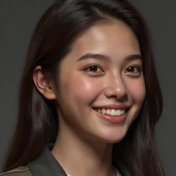 Clothed,worksafe.at CGSociety by WLOP,ilya kuvshinov,krenz cushart,Greg Rutkowski,trending on artstation.Zbrush sculpt colored,Octane render in Maya,Houdini VFX.Close-up semirealistic young Filipino Malaysian Indonesian idol AV actress girl face,expressing joy,silky hair, deep eyes.Oil painting.Cinematic dramatic atmosphere,sharp focus,soft volumetric studio lighting.