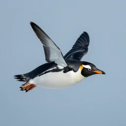 a penguin flying