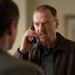 walter white angry at someone while talking on the phone