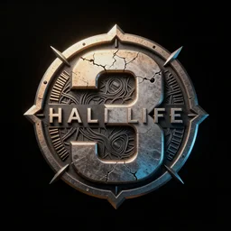 Half Life 3 Logo, grainy, cracked, gradient, detailed, very detailed, heavily detailed, intricate details, intricately detailed, digital art, trending on artstation, 3D, studio quality lighting, dramatic lighting HD Quality, 4k resolution, 8k resolution, black background