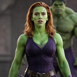 scarlett johansson as green skinned hulk, she - hulk, green skin, muscular, bodybuilding woman, wheyfu, movie still
