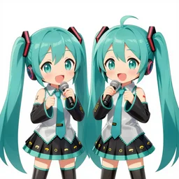 hatsune miku and gumi, singing together, cute, wholesome, fun, cute sketch, 4k, vibrant, vocaloid, anime key visual, perfect face, pretty, beautiful trending on artstation