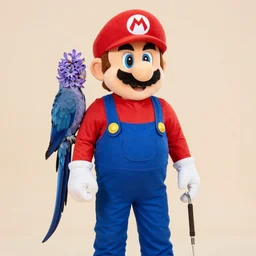 Hyacinth macaw, super mario costume