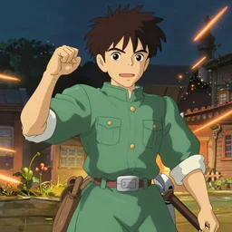 an epic anime of tuff luck, ghibli, rpg portrait, dynamic lighting, epic, epic anime, 2 d