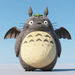 cute beautiful Totoro monster with wings, realistic, 4k