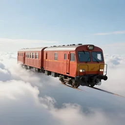 train vagon flying through the clouds