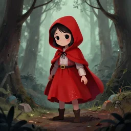 horror little red riding hood illustration, digital art, trending on artstation