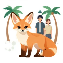 fennec fox, clean cel shaded vector art. shutterstock. behance hd by lois van baarle, artgerm, helen huang, by makoto shinkai and ilya kuvshinov, rossdraws, illustration, palm trees